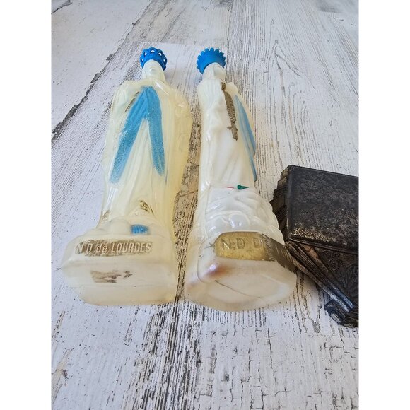 Vintage Virgin Mary inkwell holy water lourdes dicamni container religious Franc - Picture 6 of 11